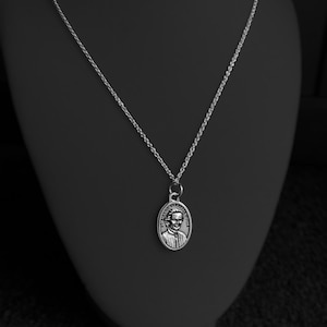 Zilveren St. Gianna-hangerketting, katholieke heilige medaille, patroonheilige van moeders, artsen en het ongeborene, christelijke ketting