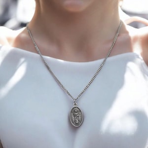 St. Michael Silver Necklace: Protect Us Pendant, Confirmation Gift