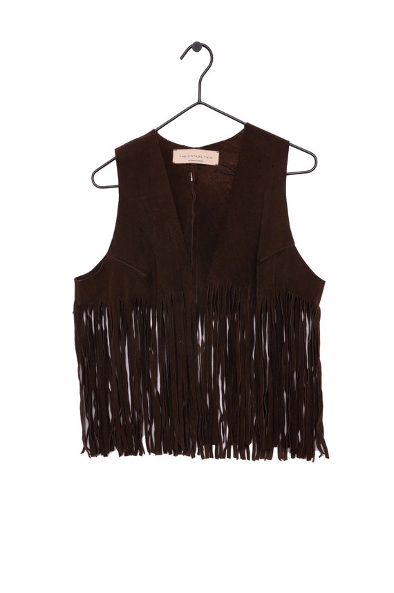 Brown leather fringe Gem