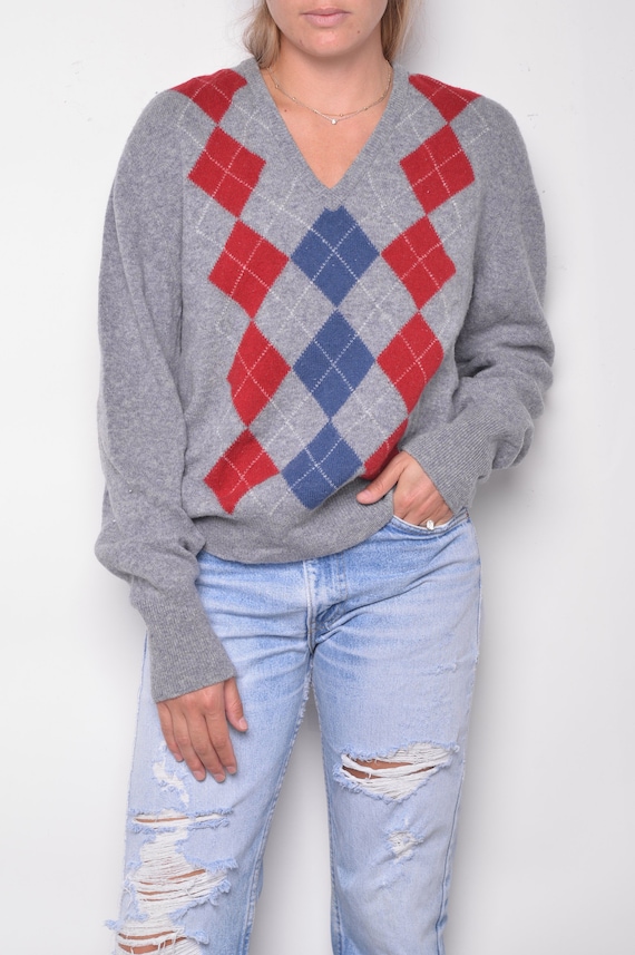 argyle v neck sweater - Gem