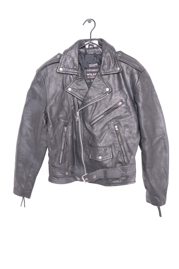 80s Women's Jacket Motorcycle North Beach Leather Black Vintage Moto Small to Medium VFG