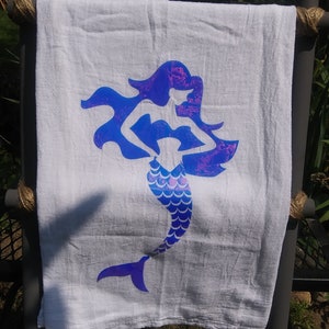 Mermaid flour sack tea towel