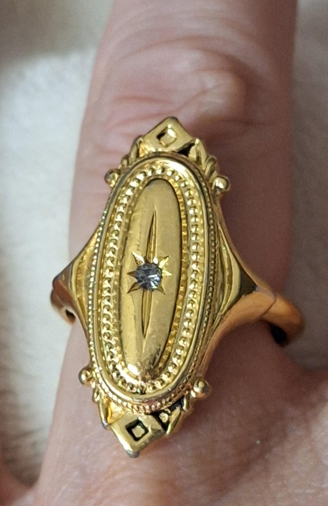 Vintage Avon Kensington Ring, Adjustable Ring, Gold Ring, Diamond Ring ...