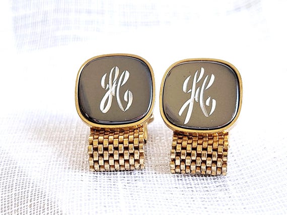 Personalized Initial Engraved Cufflinks: Vintage … - image 1