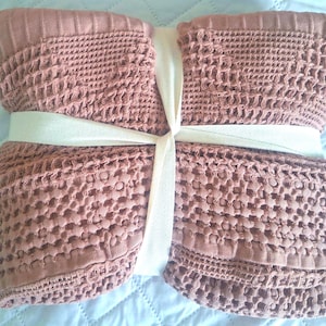 Rose Gold King Pillow Shams Set of 2, Southern Living Ruffled Knit and Woven Luxury Pillow Shams, Bedroom Decor, Wedding Gift