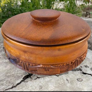 Vintage Handcrafted Wooden Box with Lid, 1970s Carved Jewelry Trinket Holder, Boho Decor, Gift for Collectors, Wedding Keepsake Storage Box