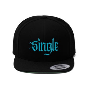 Single Embroidered Flat Bill Baseball Hat - Trendy Snap Closure Statement Cap Unisex Flat Bill Baseball Hat