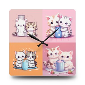 Kawaii Katze Wanduhr, Acryl Kinder Kinderzimmer Dekor