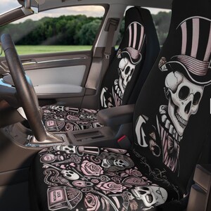 Gothic Skull Car Seat Covers | Boho Car Accessories, Halloween Decor, Spooky Gift, Gothic Home Decor, Car Styling