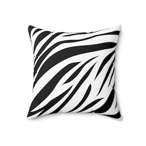 Animal Print Two Sided Classy Solid Black Decorative Zebra Print Pillow Bed Pillow Couch Pillow Spun Polyester Square Pillow