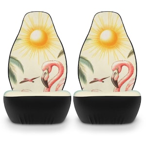 Tropical Flamingo Car Seat Covers - Summer Accessory Road Trips Beach Lovers Gift for Car Enthusiasts, Car