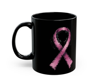 Taza de concienciación sobre el cáncer de mama, taza de café con lazo rosa