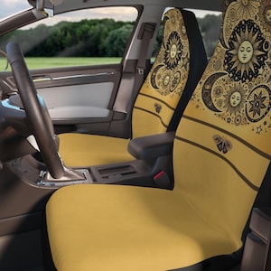 Bohemian Sun & Moon Polyester Car Seat Covers, Cosmic Automotive Decor, Boho Car Accessories, Celestial Gift Ideas, Unique Car Decor