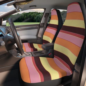 Fundas de asiento de coche a rayas, decoración bohemia, protectores de asiento, accesorios para coche, regalo para amantes de los viajes por carretera, bonitas fundas de asiento de coche.
