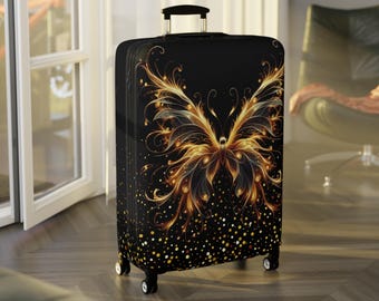 Funda de equipaje con diseño de mariposas, accesorio de viaje, elegante protector de maleta, regalo para viajeros, diseño floral único