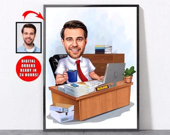 Cartoon Principal Portrait, Principal Gift, Personalized Principal Appreciation Birthday Retirement Gift For Women Male Female, Principal