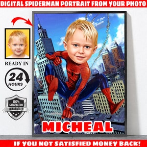 Custom Spiderman Poster, Spiderman Birthday Gift, Superhero Portrait, Spiderman, Superhero, Spiderman Party Invitation, Spider Man