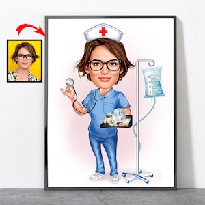 Cartoon Nurse Practitioner Portrait, Personalized Nurse Practitioner Portrait From Your Photo, Nurse Practitioner Gifts, Nurse Practitioner