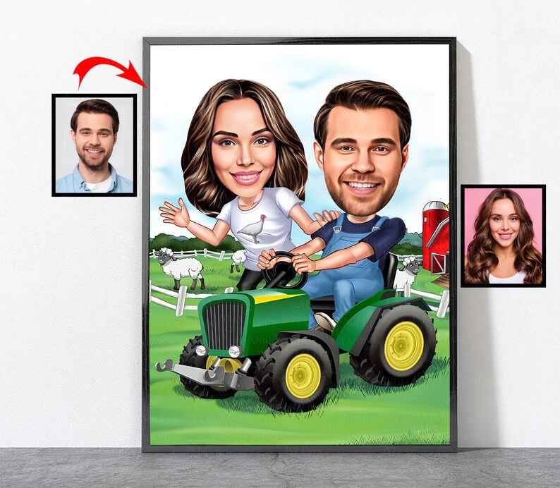 Cartoon Farmer Portrait, Farmer Gift For Him Her Men Women Male Female Husband Wife Mother Dad Mom Son Daughter Girlfriend Boyfriend, Farmer Design 2