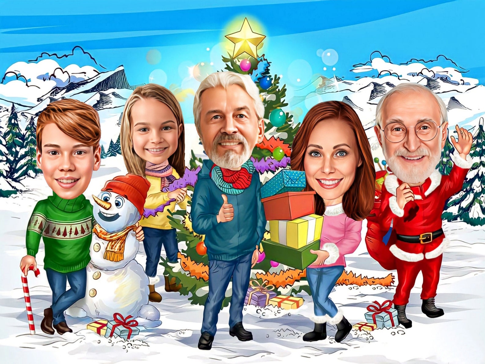 Digital Christmas Cards Custom Christmas Family Cards Custom Etsy