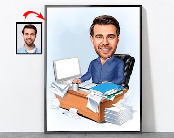 Personalized Cartoon Boss Portrait, Unique Boss Gift For Him Men Male, Boss Gift, Boss Day Gift, Boss, Gift For Boss,
