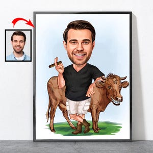 Cartoon Farmer Portrait, Farmer Gift For Him Her Men Women Male Female Husband Wife Mother Dad Mom Son Daughter Girlfriend Boyfriend, Farmer Design 3