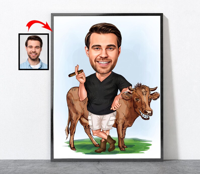 Cartoon Farmer Portrait, Farmer Gift For Him Her Men Women Male Female Husband Wife Mother Dad Mom Son Daughter Girlfriend Boyfriend, Farmer Design 3