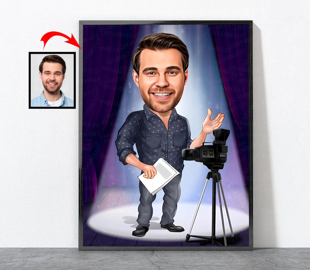 Cartoon Actor Portrait, Actor Gift for Him Men Male Husband Dad Mom Son ...