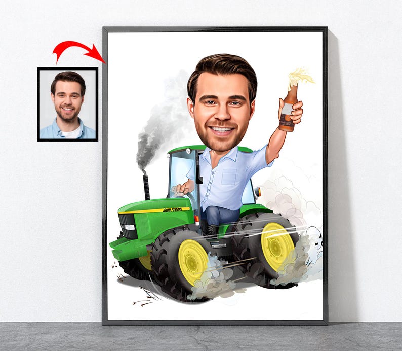 Cartoon Farmer Portrait, Farmer Gift For Him Her Men Women Male Female Husband Wife Mother Dad Mom Son Daughter Girlfriend Boyfriend, Farmer Design 1