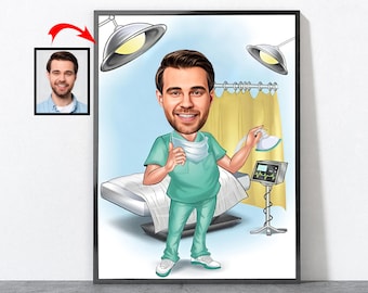 Cartoon Anesthesiologist Portrait, Anesthesiologist Gift