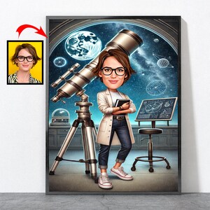 Cartoon Astronomer Portrait, Astronomer Gift For Him Men Male Husband Dad Son Boyfriend, Astronomer, Astronomer Gift DESIGN 1