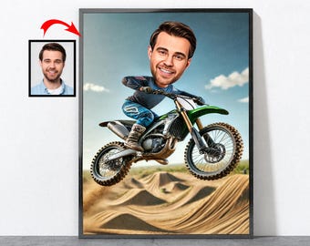 Dirt Bike Motocross Gifts, Cartoon Dirt Bike Poster From Your Photo