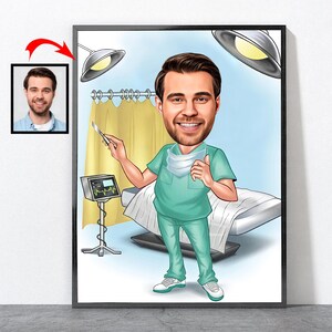 Retrato de cirujano ortopédico de dibujos animados, regalo de cirujano ortopédico para él, ella, hombres, mujeres, hombres, esposos, papá, mamá, hijo, hija, cirujano ortopédico