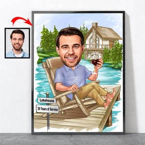 Portrait de retraite de dessin animé, cadeaux de retraite pour femme lui ses hommes masculin féminin mari épouse mère papa maman, retraite, cadeau de retraite