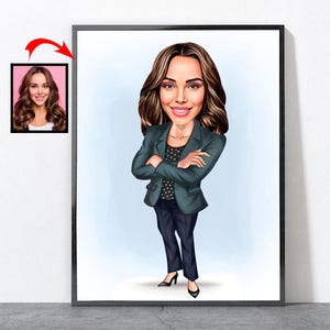Cartoon Business Woman Portrait, Personalized Boss Lady Birthday Funny Gift For Her Women, Boss Lady, Gift For Boss Lady, Bosses Day