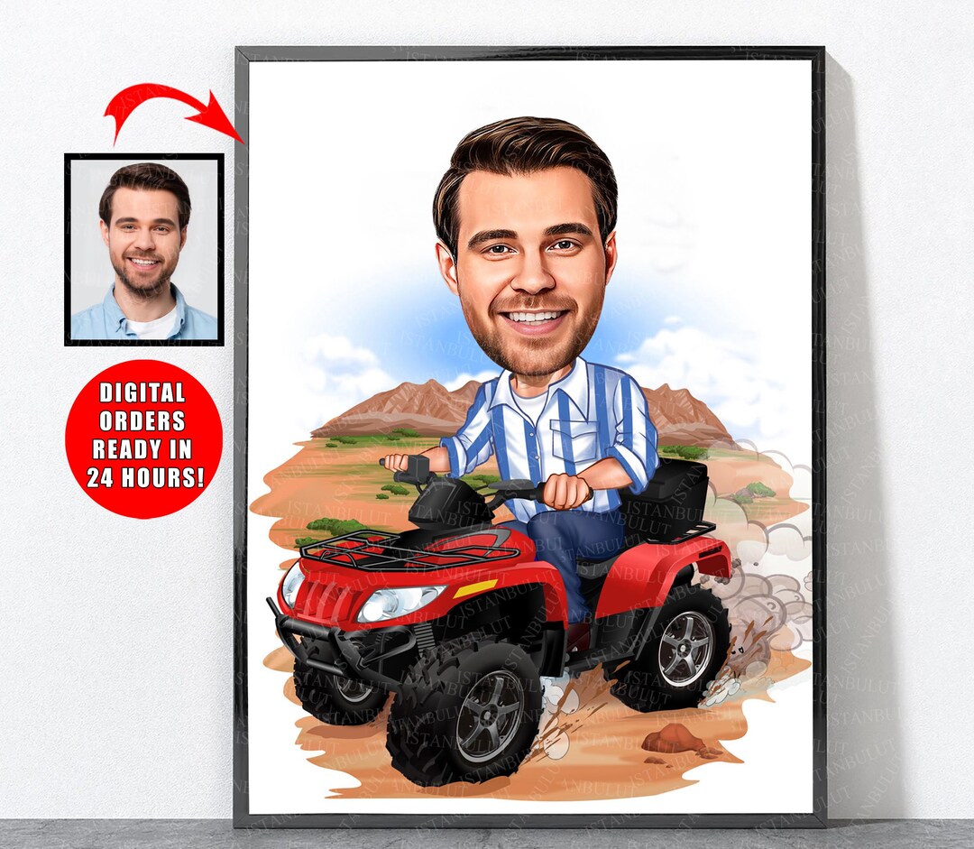 Cartoon ATV Rider Portrait From Your Photo, Atv Gifts, Quad Racing - Etsy
