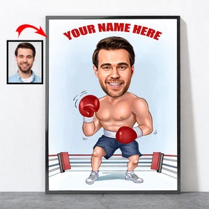 Personalisiertes Boxen Portrait, Boxen Geschenk, Boxen Leinwand Kunst, Boxen Poster, Personalisierte Boxen Geschenke für Männer Frauen, Boxtrainer Geschenk, Boxen