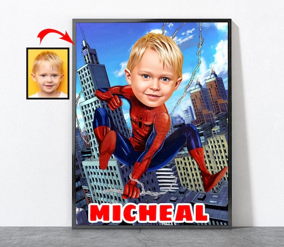 Custom Spiderman Poster, Spiderman Birthday Gift, Superhero Portrait, Spiderman, Superhero, Spiderman Party Invitation, Spider Man