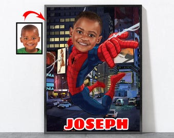 Spiderman Portrait, Spiderman Birthday Gift, Superhero Portrait, Spiderman, Superhero, Spiderman Birthday Party Invitation, Spiderman Poster