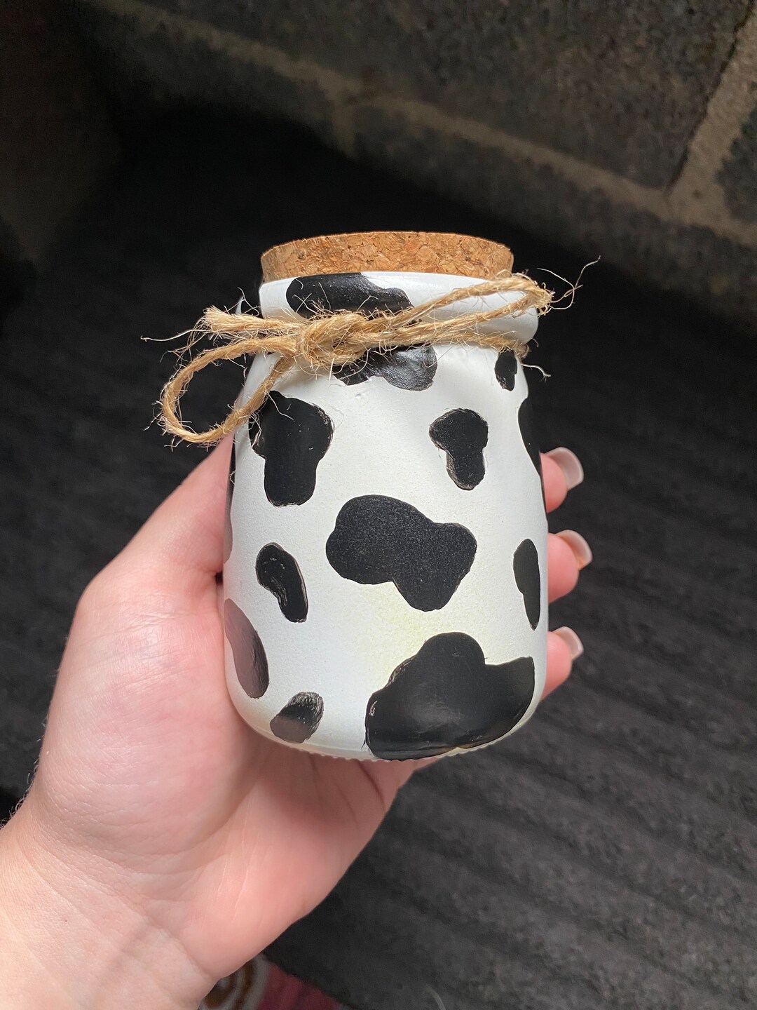 Cow Print Jar 7oz Etsy