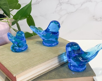 Choice of Vintage Blue Birds of Happiness by Leo Ward, Vintage Glass Birds, 1988 Baby Blue Bird, 1999 and 2001 Blue Birds, Turquoise Bird