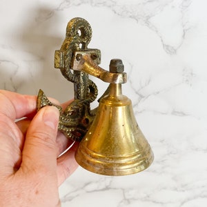 Vintage Brass Anchor Bell: Nautical Seaside Decor