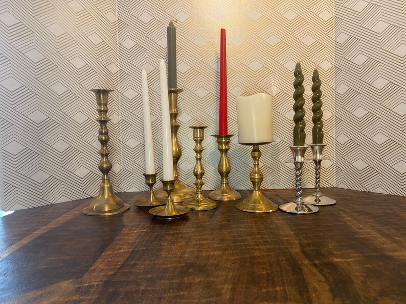 Vintage Brass Candle Holders, Various Size Candleholders, Various Style