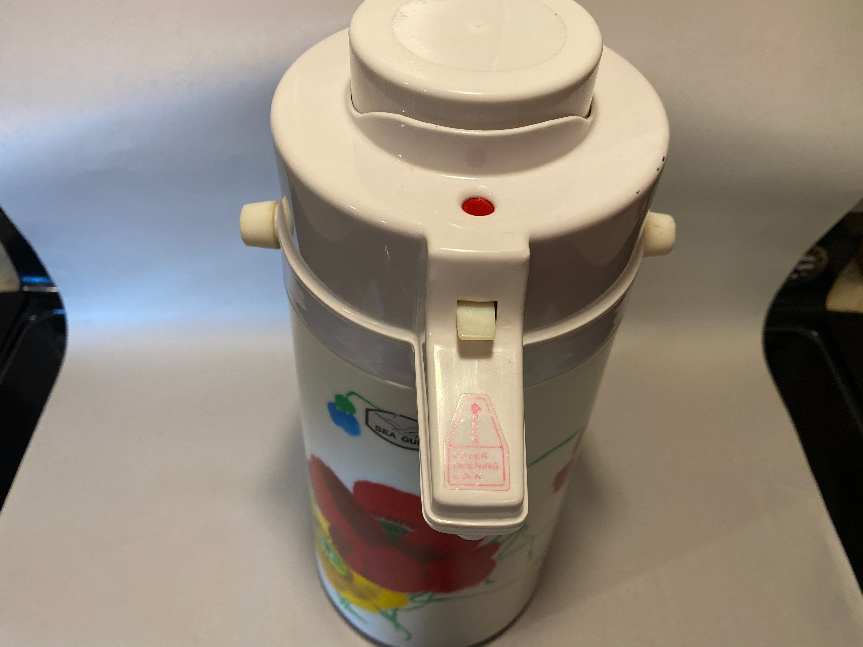 Vintage Air Pump Vacuum Liquid Dispenser Floral Coffee Tea Carafe Hot Cold  Water Retro Thermos Vintage Thermos Travel Hot Chocolate Thermos 