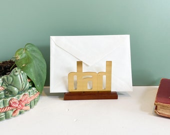 Brass DAD Card Holder, Letter Holder, Napkin Holder, Gift for Fathers Day, Office Decor, Gift for Him, Gift for Man that has Everything Else