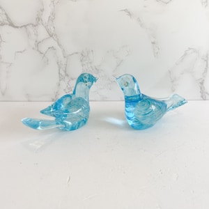Vintage Art Glass Love Birds in Blue from Italy, Believed to be Murano Glass, Blue Bird Figurines, Blue Art Glass Birds, Blue Love Birds