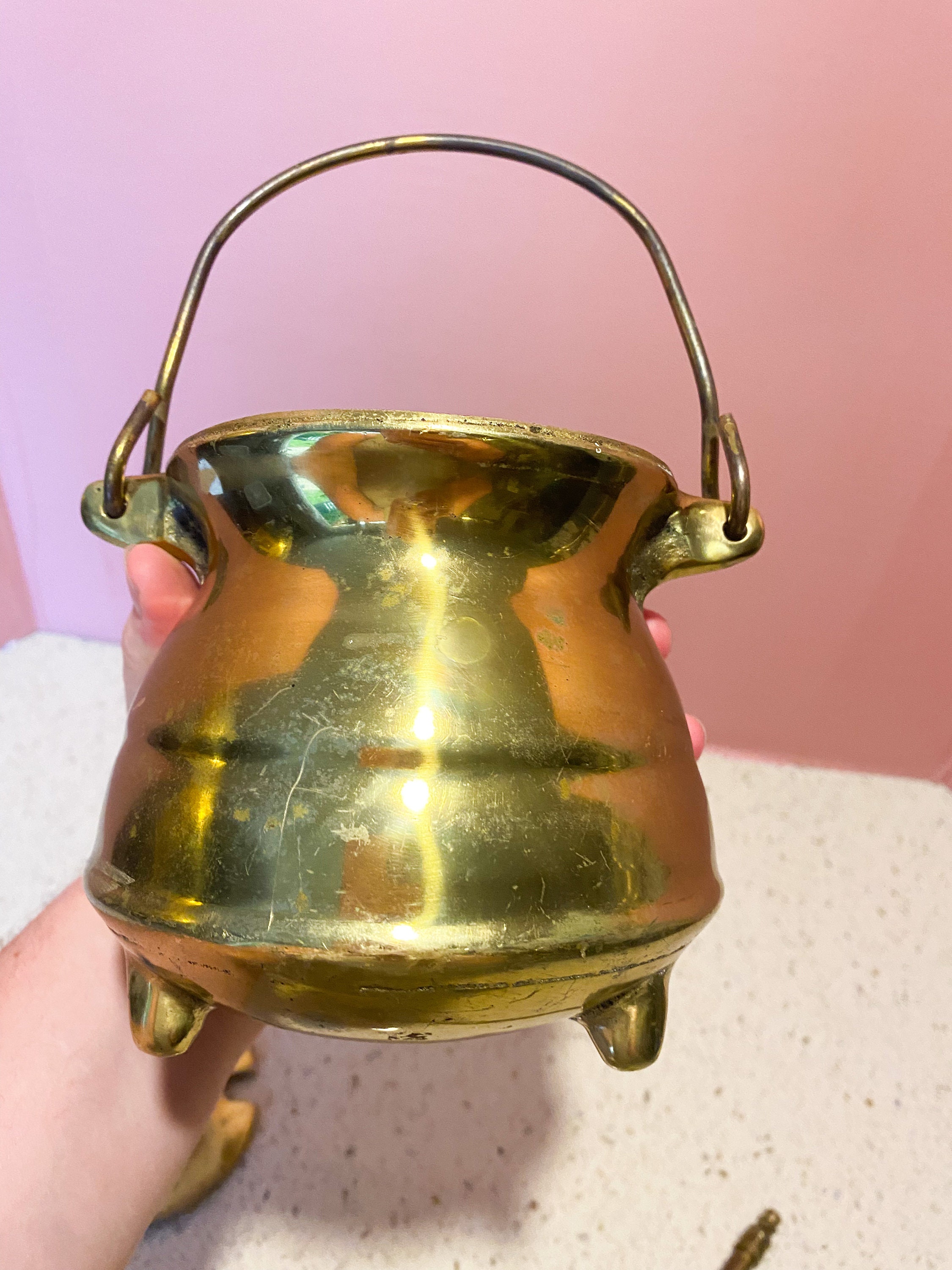 Antique Brass Fire Starter Pot Vintage Brass Fire Starter Etsy
