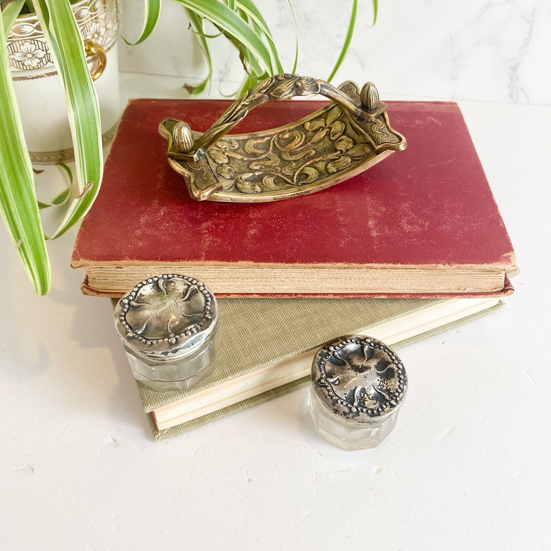 Antique Gold-tone Art Nouveau Ink Blotter With 2 Patina'd Silver & Cut ...