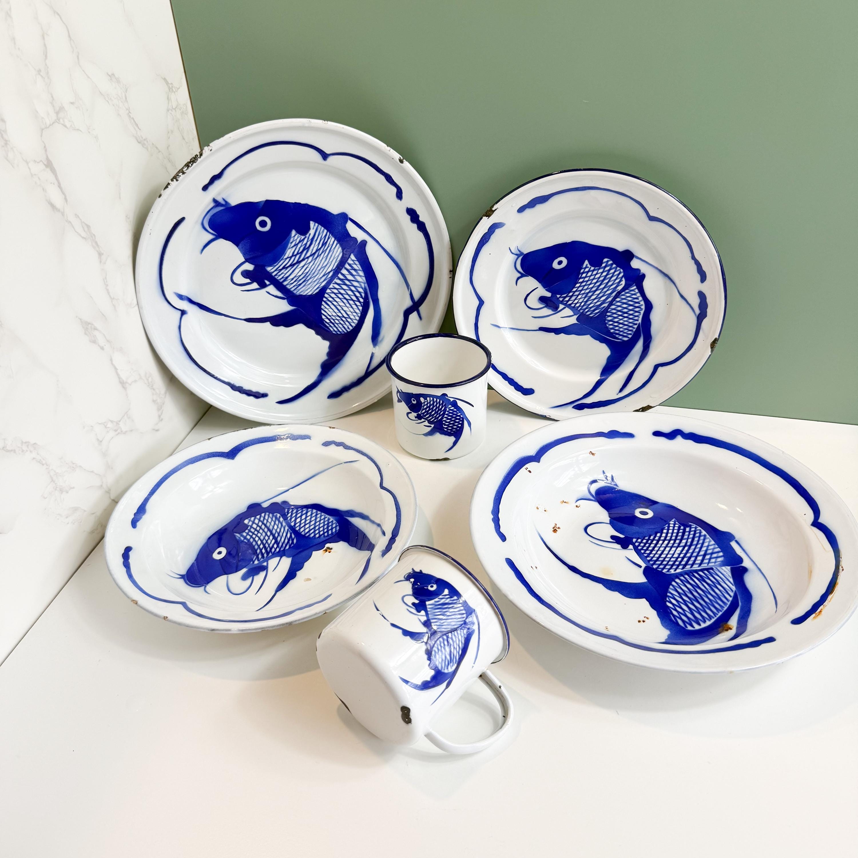 Blue and White Chinese Fish Bowls - Etsy