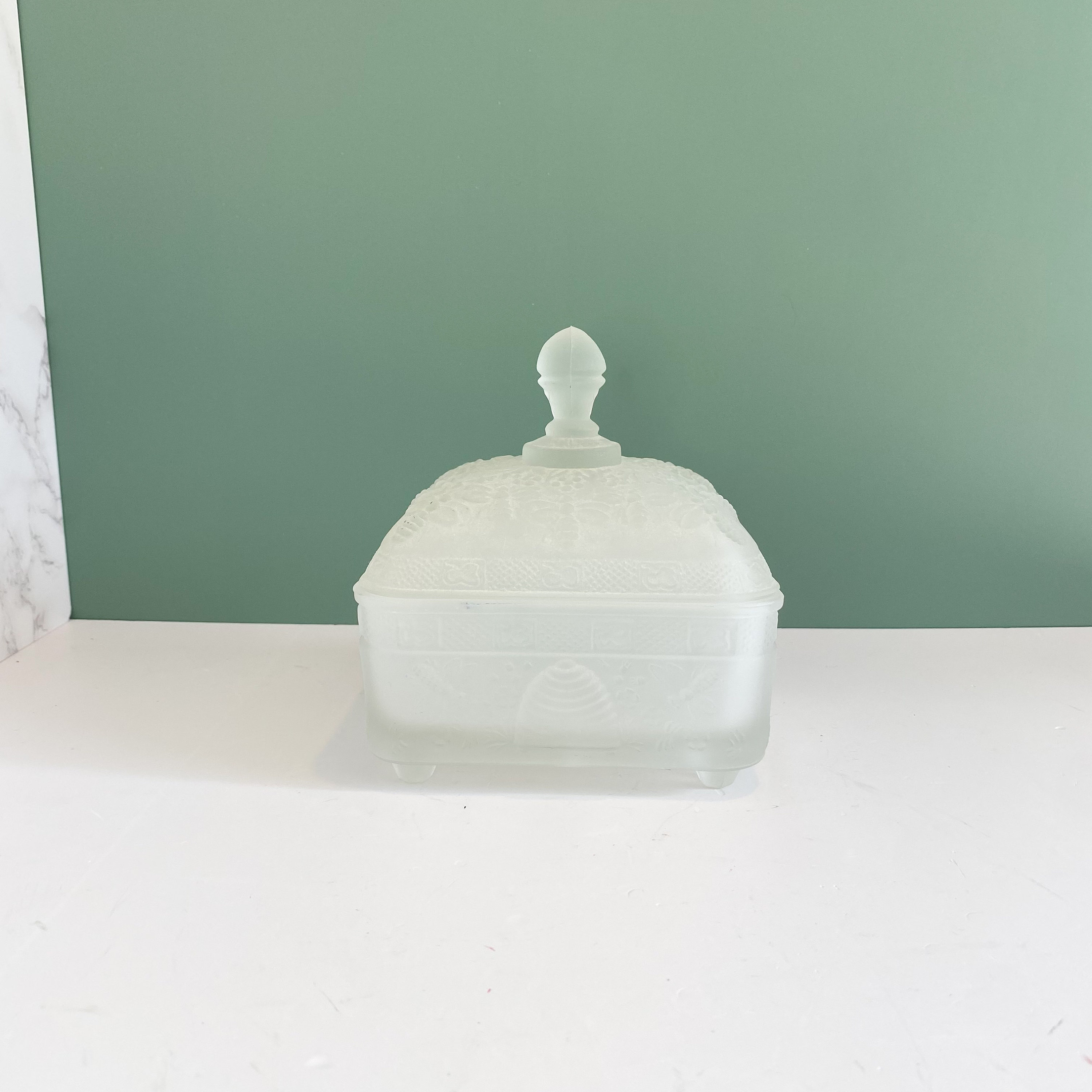 Vintage Tiara Indiana Glass Honey Bee Hive Inspired Square Etsy